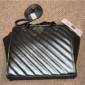 Betsy Johnson Silver Gray Quilted Satchel NWT